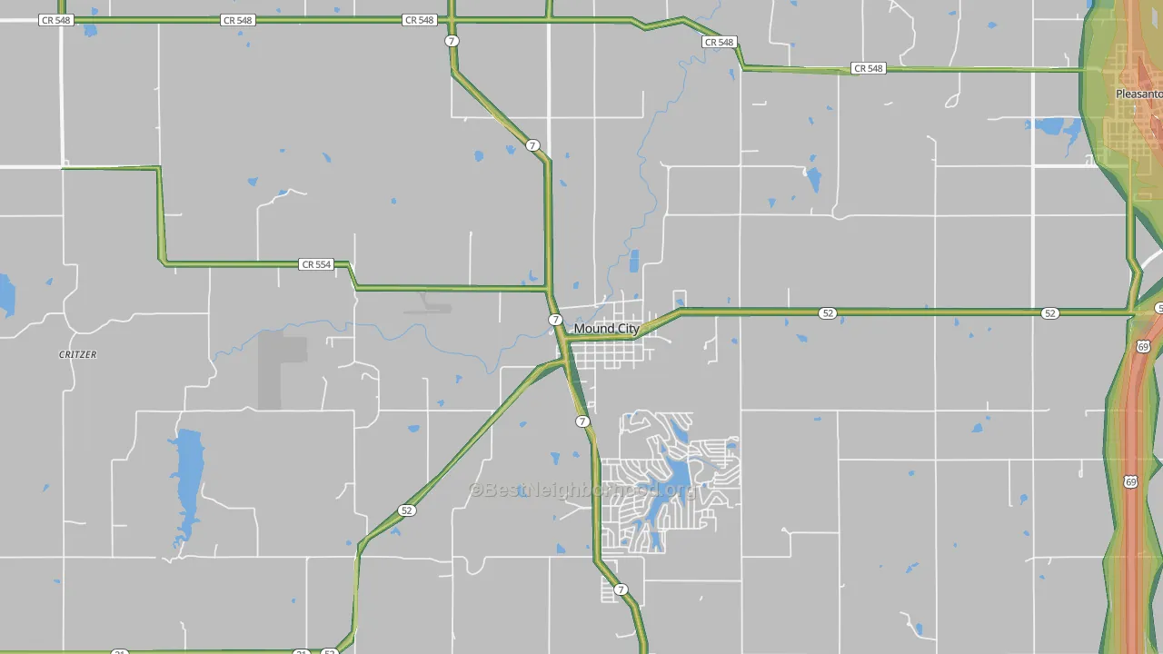 Mound City, KS Map of Noise Levels in Mound City