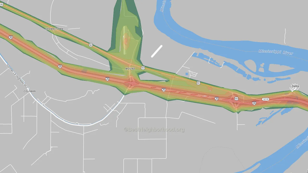 Mound, LA Map of Noise Levels in Mound