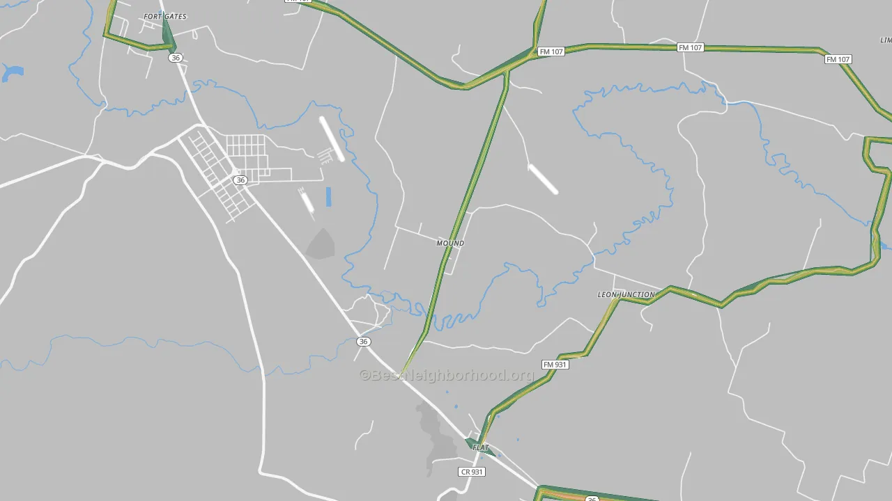 Mound, TX Map of Noise Levels in Mound