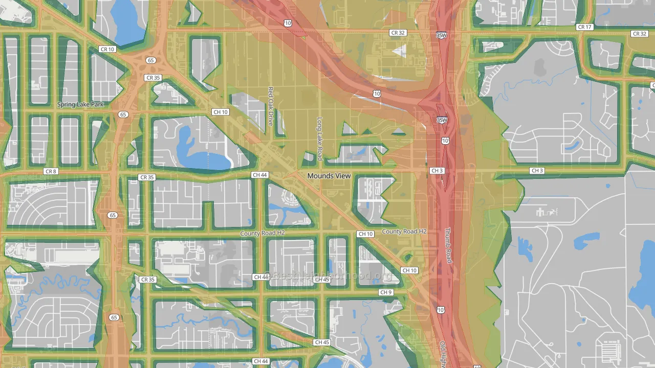 Mounds View, MN Map of Noise Levels in Mounds View
