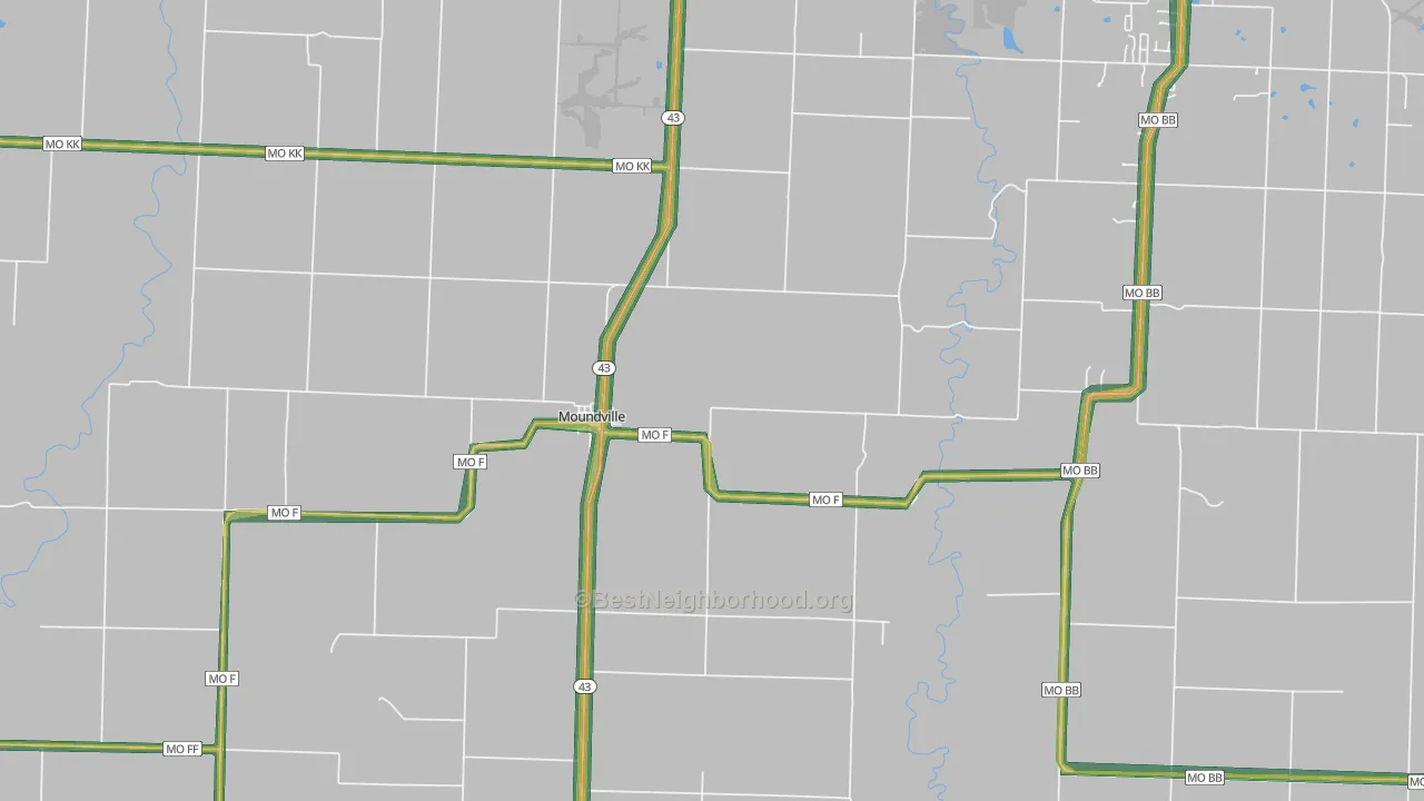 Moundville, MO Map of Noise Levels in Moundville