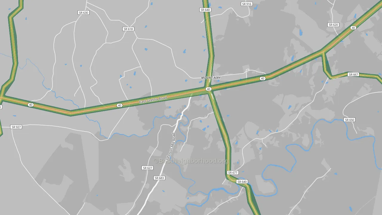 Mount Airy, VA Map of Noise Levels in Mount Airy