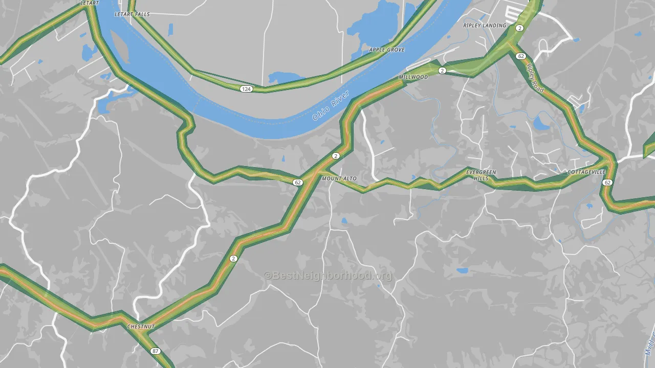 Mount Alto, WV Map of Noise Levels in Mount Alto