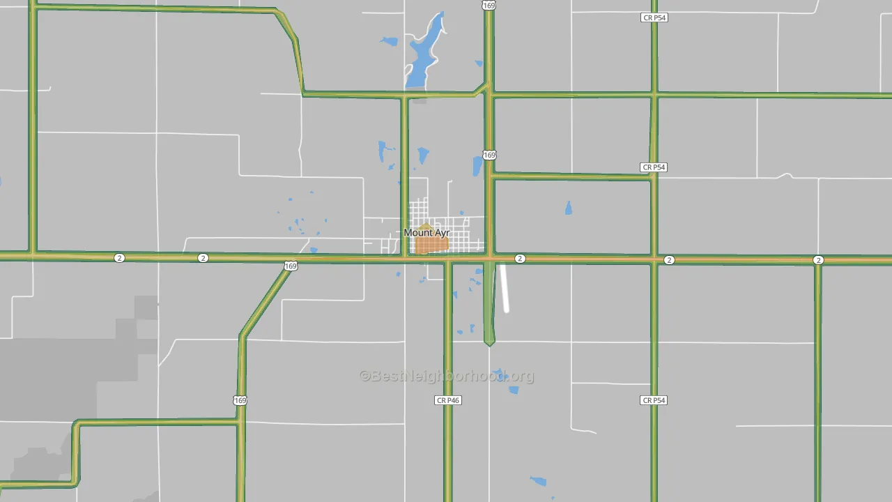 Mount Ayr, IA Map of Noise Levels in Mount Ayr
