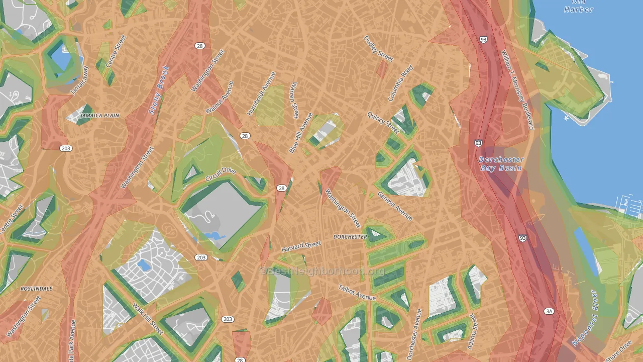 Mount Bowdoin, Boston, MA Map of Noise Levels in Mount Bowdoin