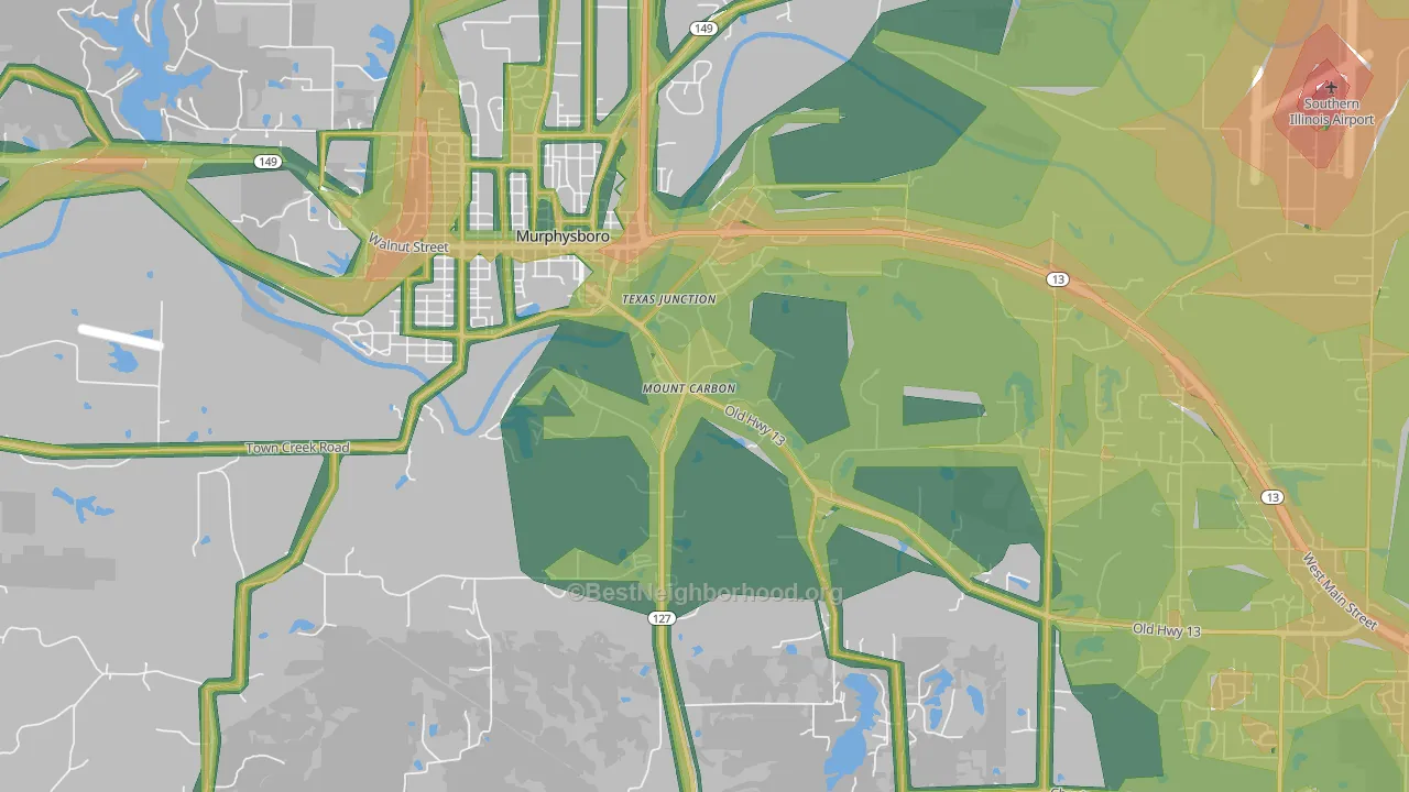 Mount Carbon, IL Map of Noise Levels in Mount Carbon