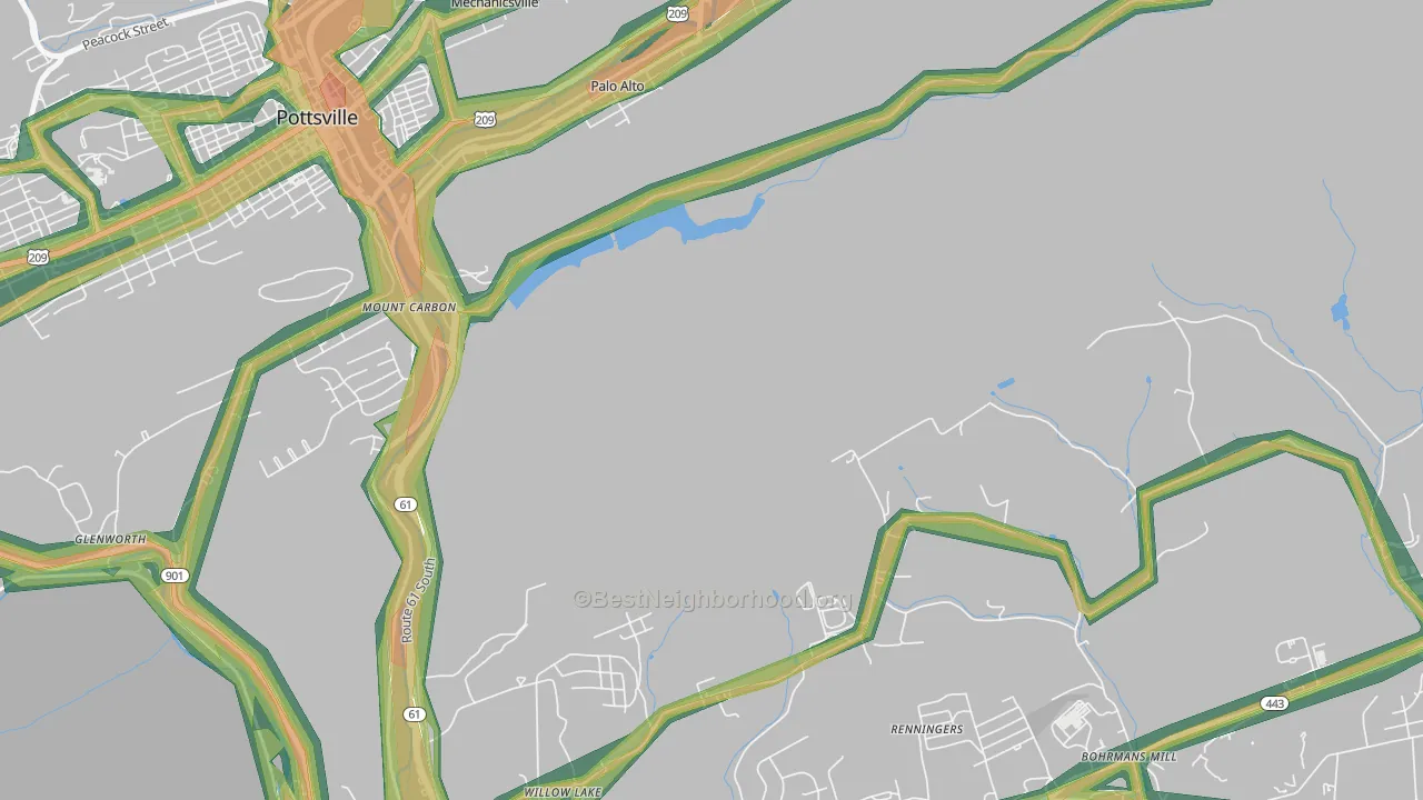 Mount Carbon, PA Map of Noise Levels in Mount Carbon