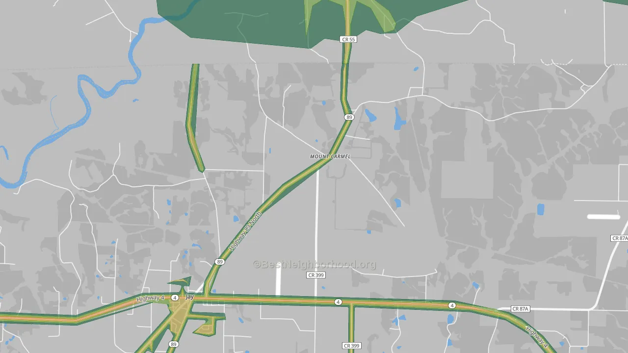 Mount Carmel, FL Map of Noise Levels in Mount Carmel