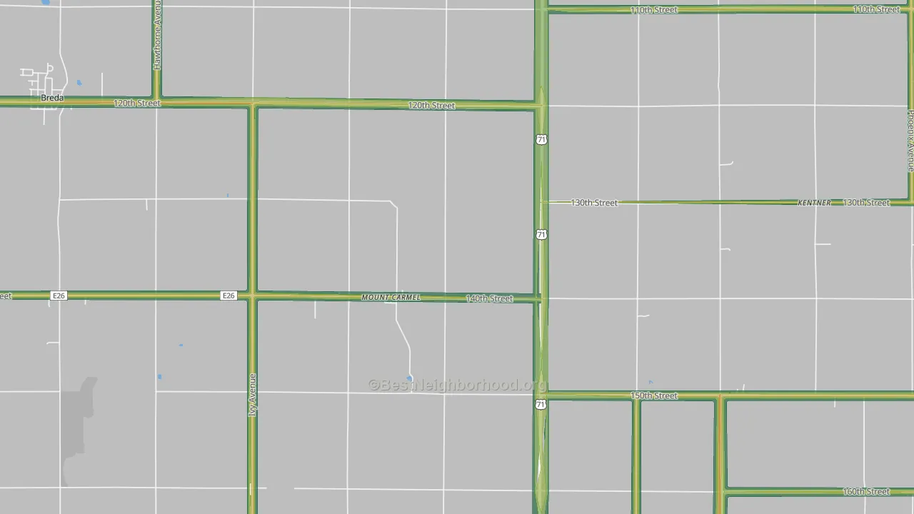 Mount Carmel, IA Map of Noise Levels in Mount Carmel