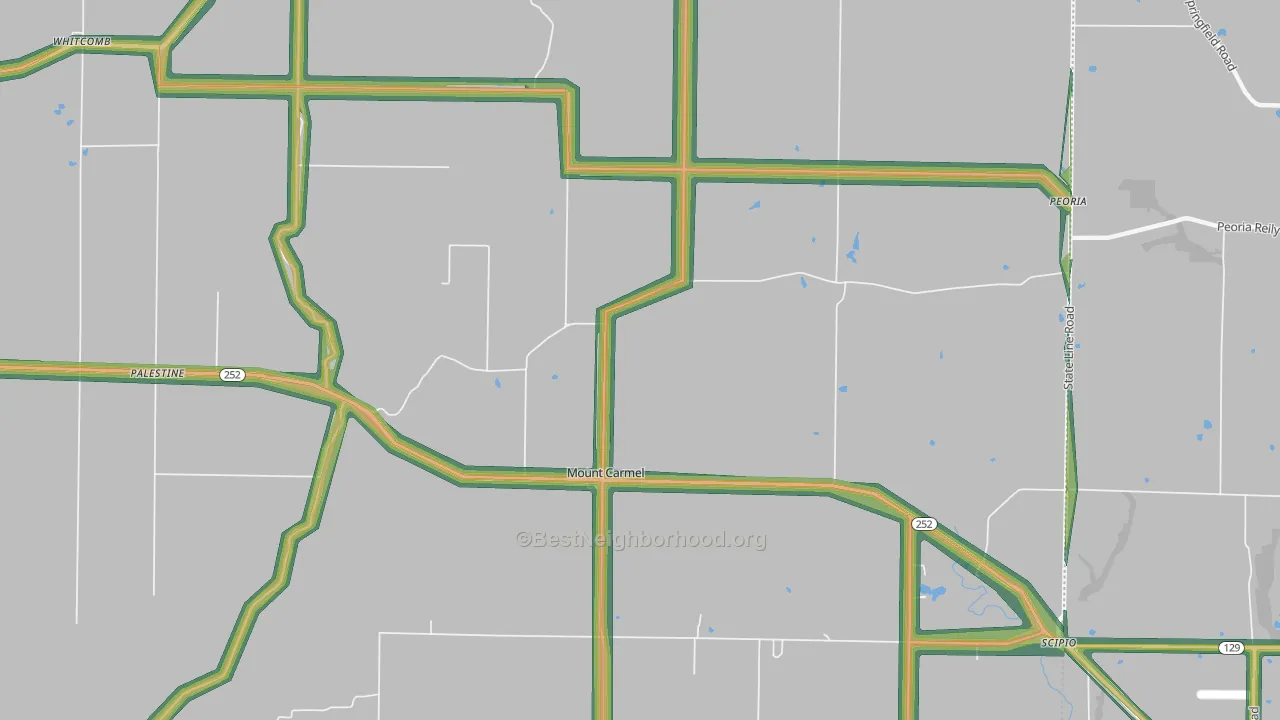 Mount Carmel, IN Map of Noise Levels in Mount Carmel