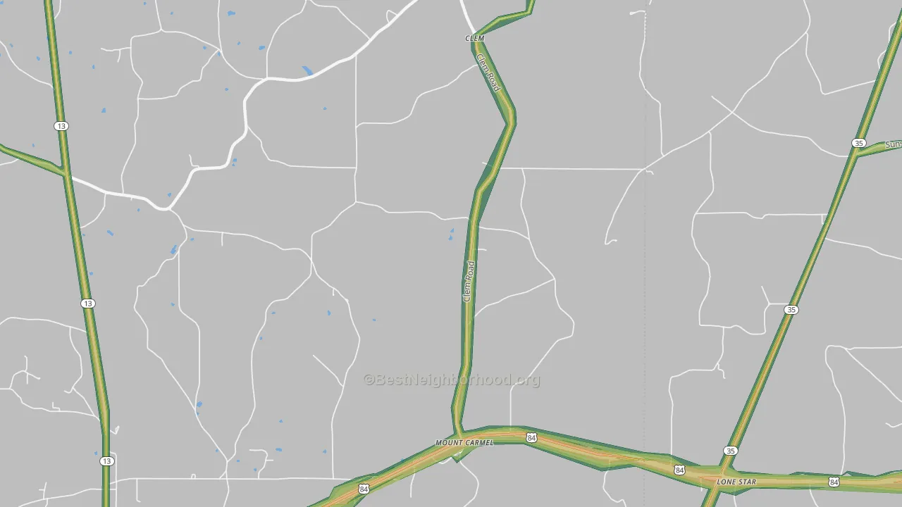 Mount Carmel, MS Map of Noise Levels in Mount Carmel