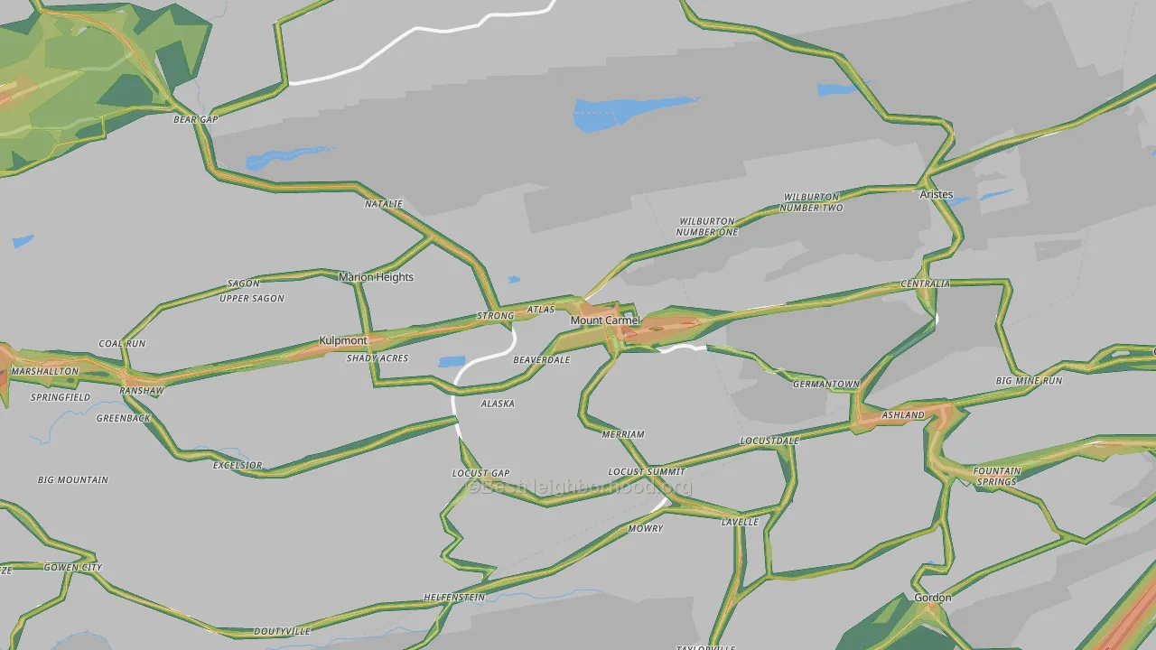 Mount Carmel, PA Map of Noise Levels in Mount Carmel