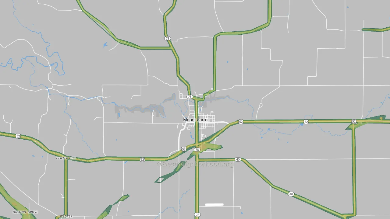 Mount Carroll, IL Map of Noise Levels in Mount Carroll