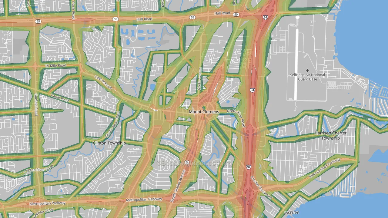Mount Clemens, MI Map of Noise Levels in Mount Clemens