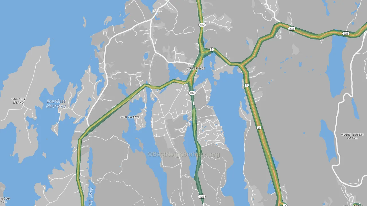 Mount Desert, ME Map of Noise Levels in Mount Desert