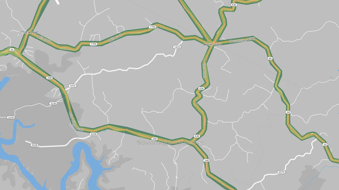 Mount Eden, KY Map of Noise Levels in Mount Eden