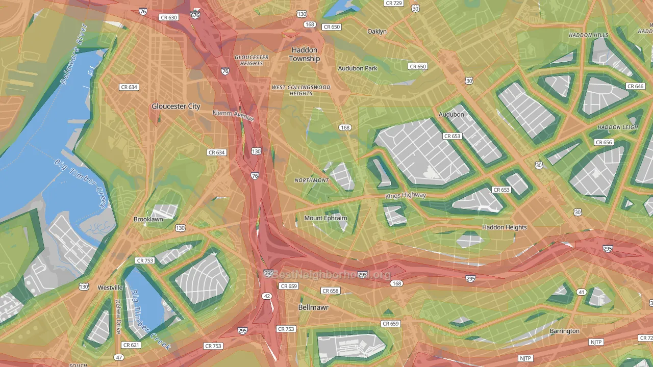 Mount Ephraim, NJ Map of Noise Levels in Mount Ephraim