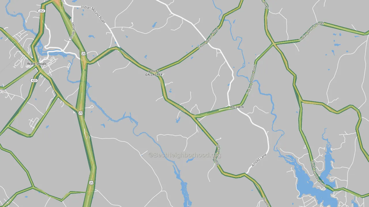 Mount Gallagher, SC Map of Noise Levels in Mount Gallagher