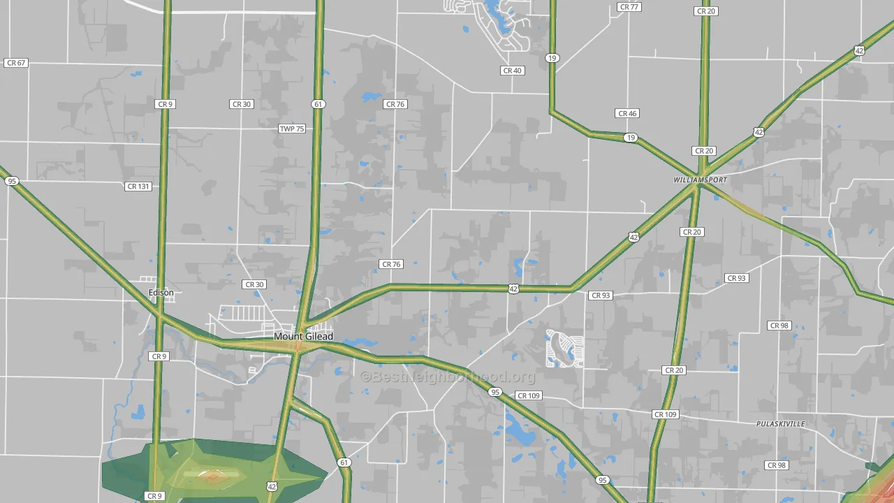 Mount Gilead, OH Map of Noise Levels in Mount Gilead