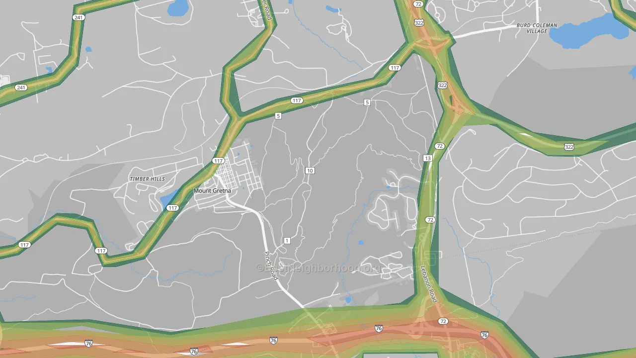 Mount Gretna Heights, PA Map of Noise Levels in Mount Gretna Heights