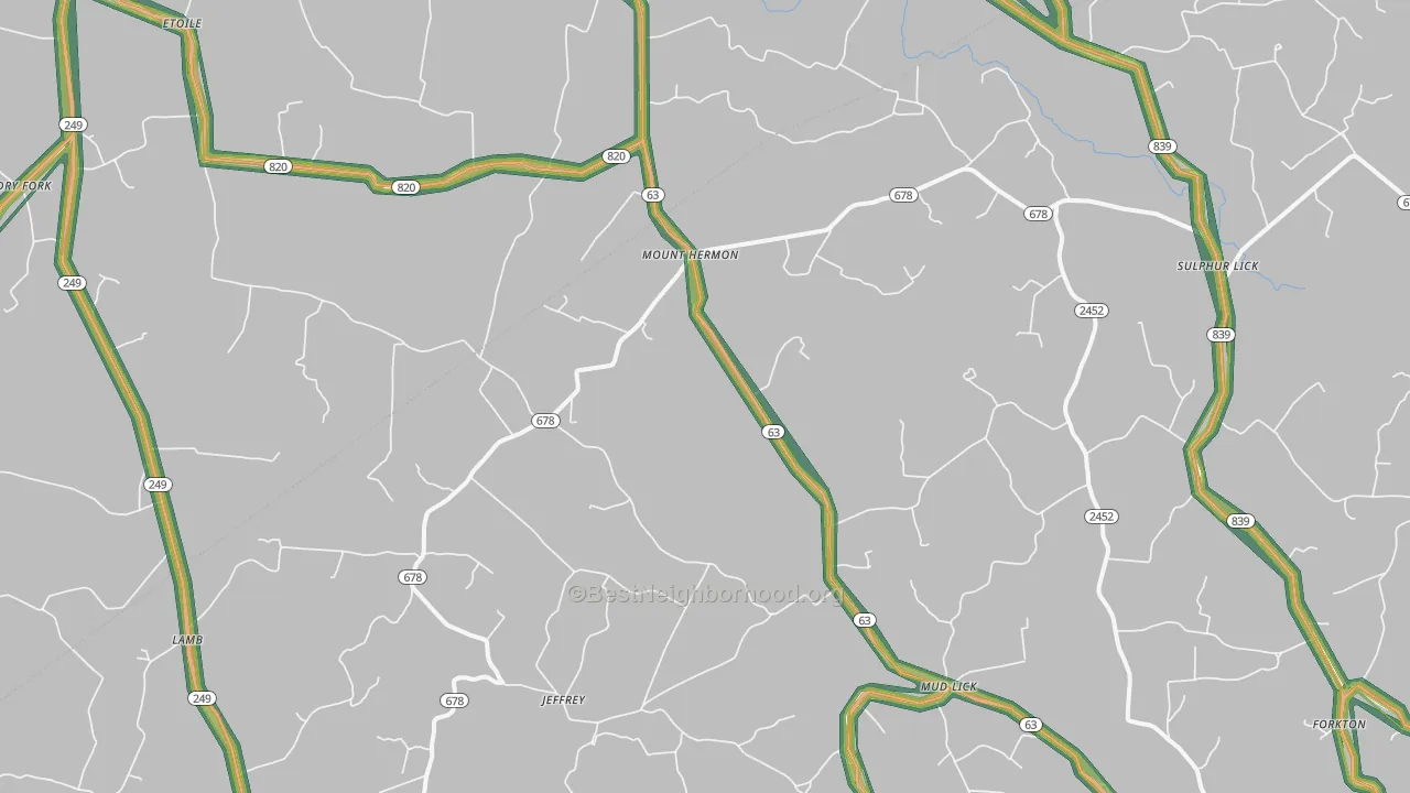 Mount Hermon, KY Map of Noise Levels in Mount Hermon