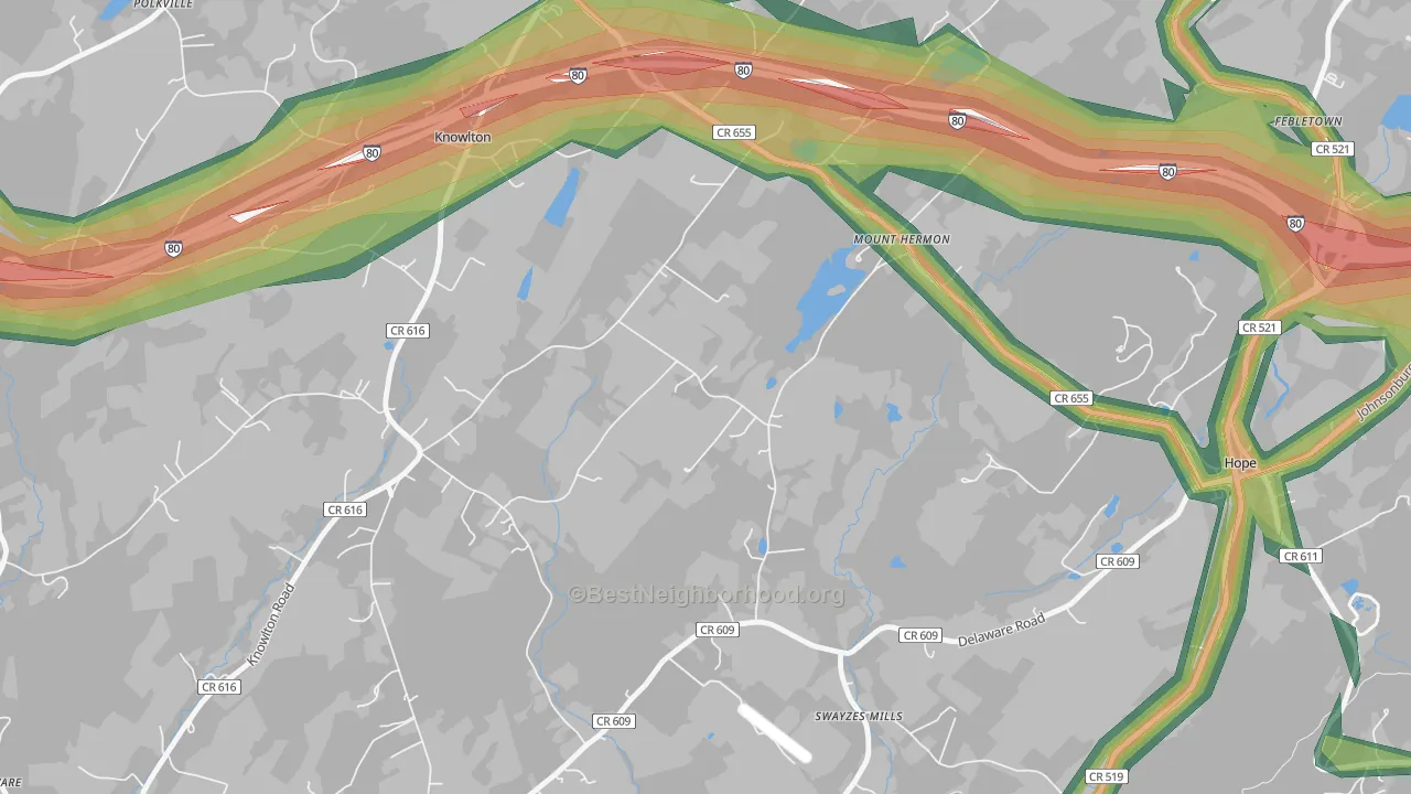Mount Hermon, NJ Map of Noise Levels in Mount Hermon