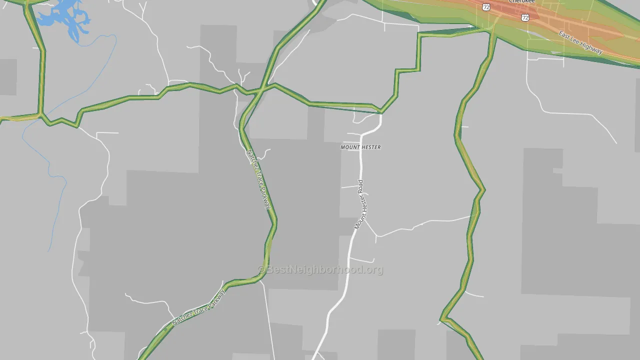 Mount Hester, AL Map of Noise Levels in Mount Hester
