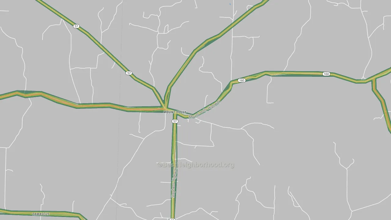 Mount Holly, AR Map of Noise Levels in Mount Holly