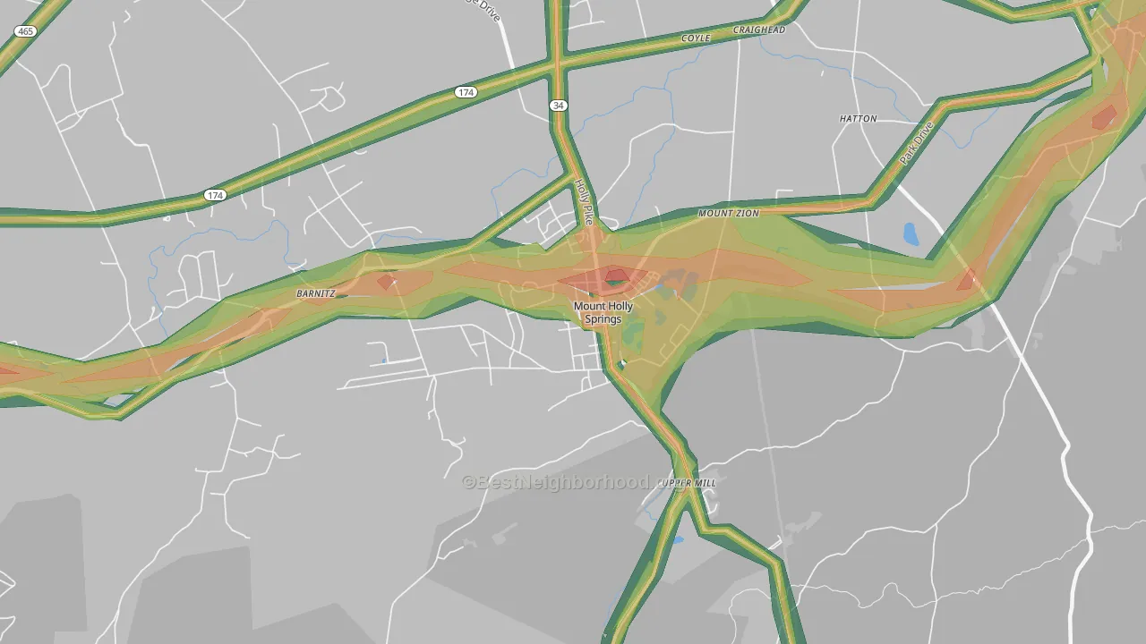 Mount Holly Springs, PA Map of Noise Levels in Mount Holly Springs