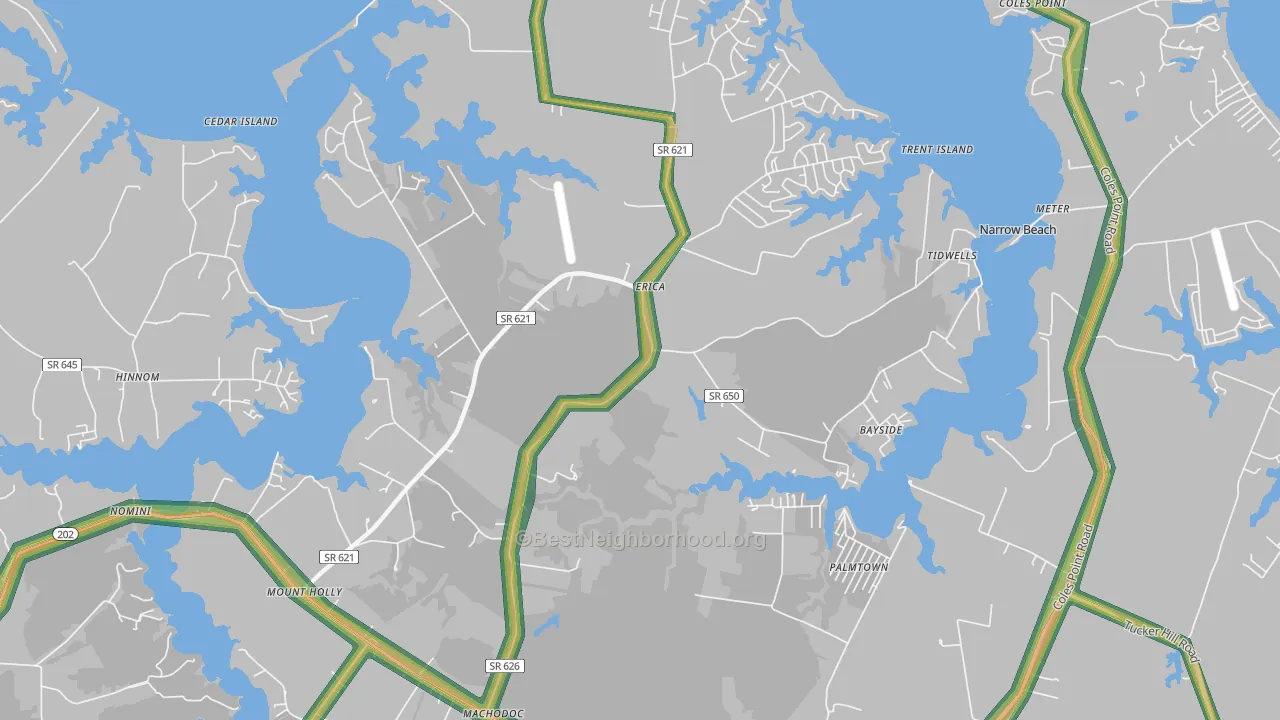 Mount Holly, VA Map of Noise Levels in Mount Holly