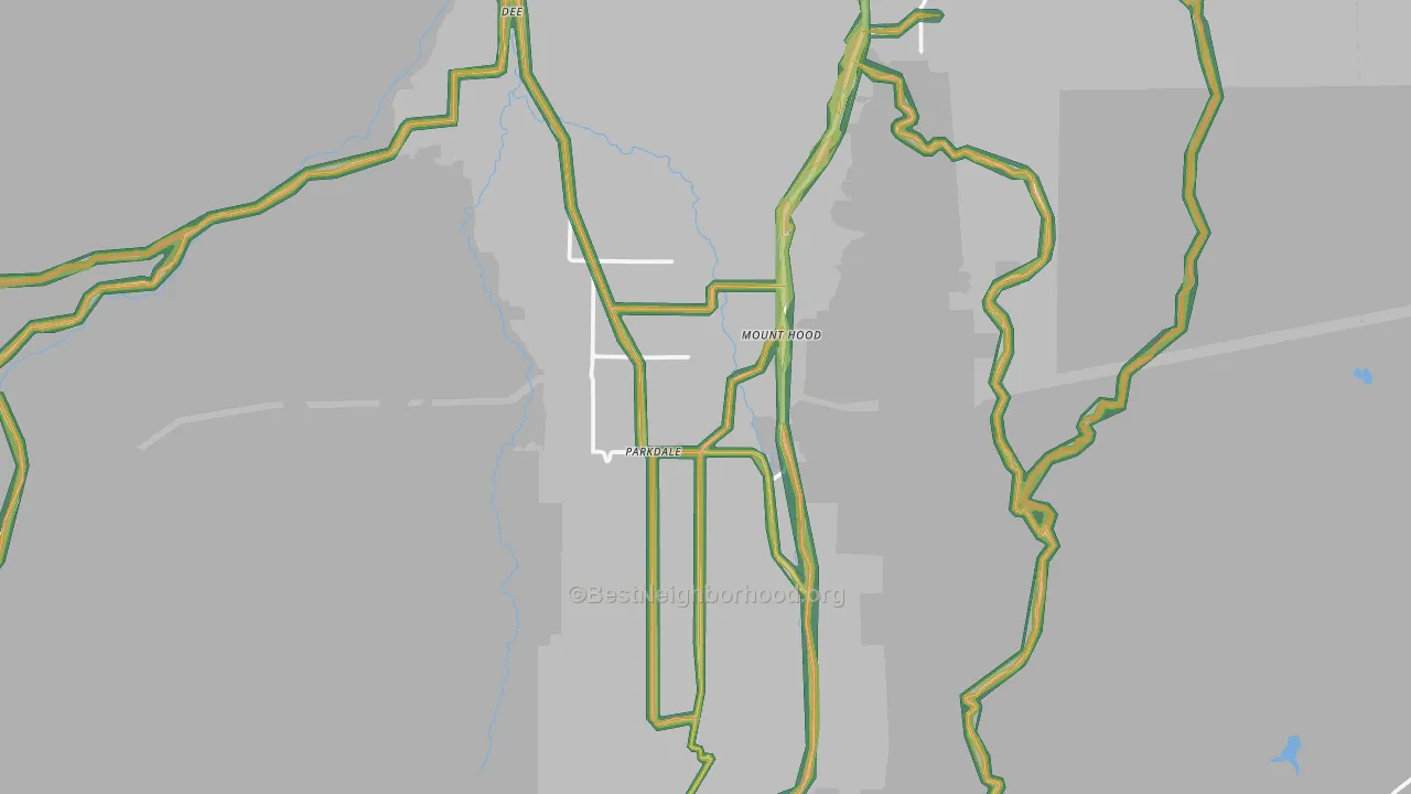 Mount Hood-Parkdale, OR Map of Noise Levels in Mount Hood-Parkdale