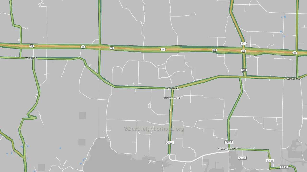 Mount Hope, AL Map of Noise Levels in Mount Hope
