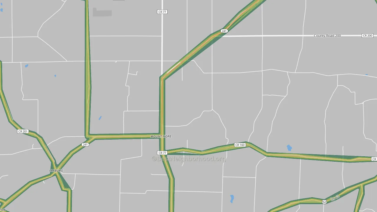 Mount Hope, OH Map of Noise Levels in Mount Hope
