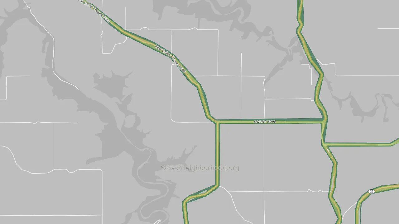 Mount Hope, WA Map of Noise Levels in Mount Hope