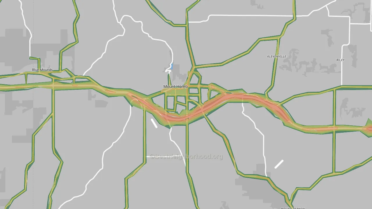 Mount Horeb, WI Map of Noise Levels in Mount Horeb