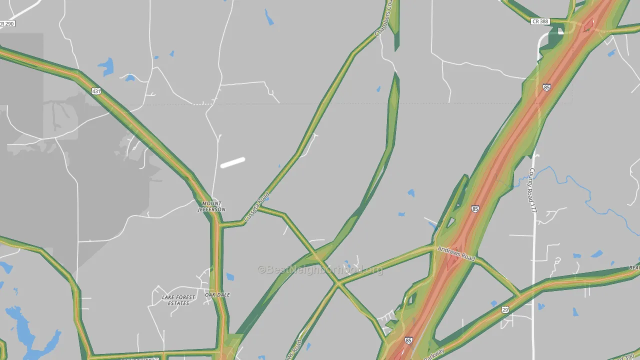 Mount Jefferson, AL Map of Noise Levels in Mount Jefferson