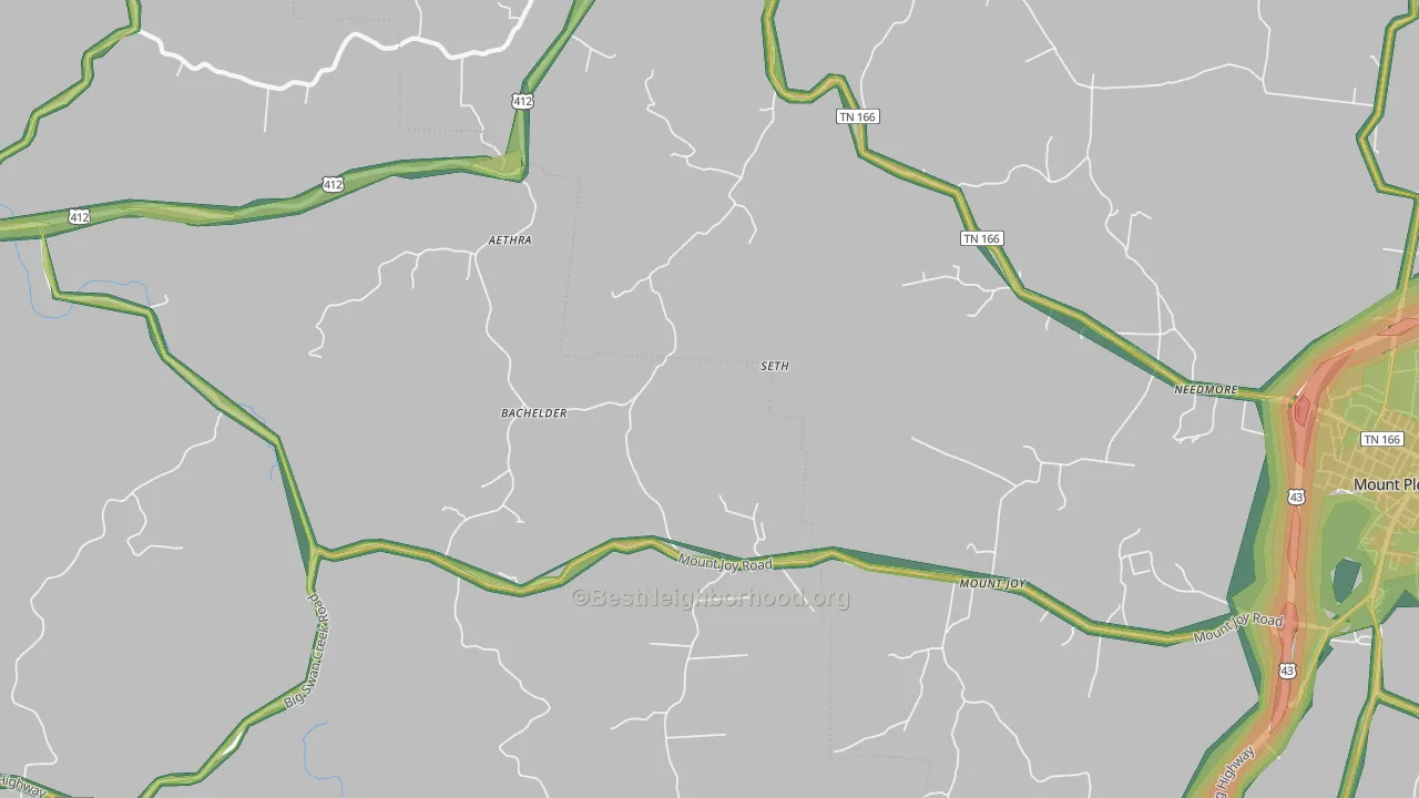 Mount Joy, TN Map of Noise Levels in Mount Joy
