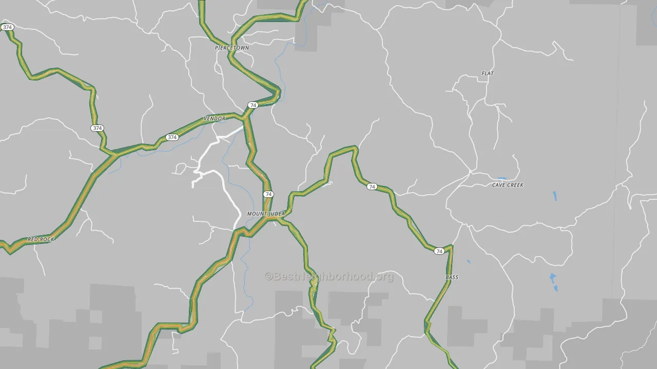 Mount Judea, AR Map of Noise Levels in Mount Judea