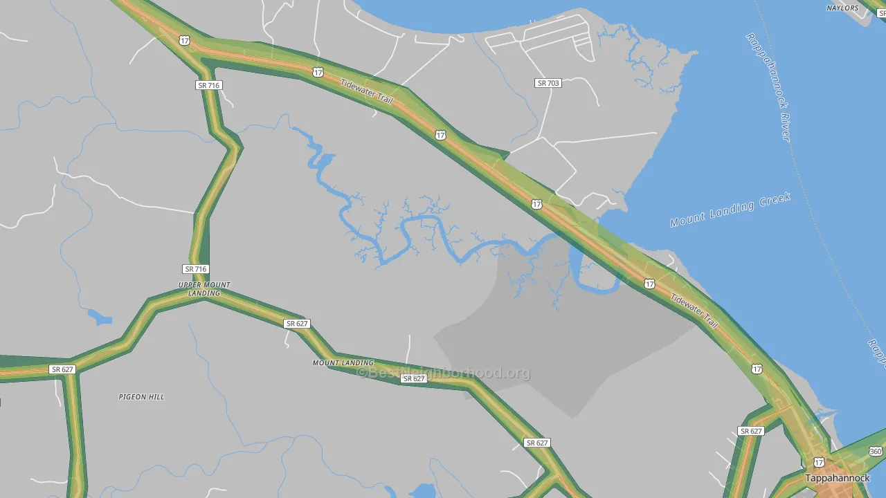 Mount Landing, VA Map of Noise Levels in Mount Landing