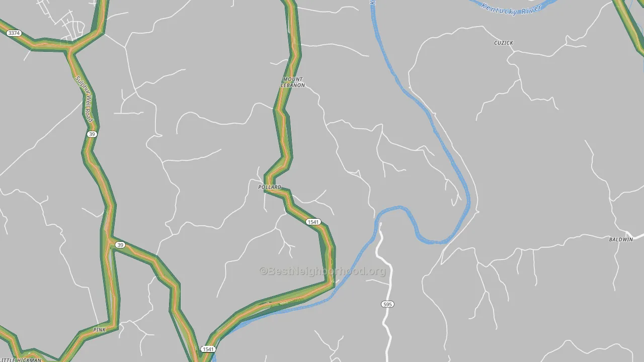Mount Lebanon, KY Map of Noise Levels in Mount Lebanon