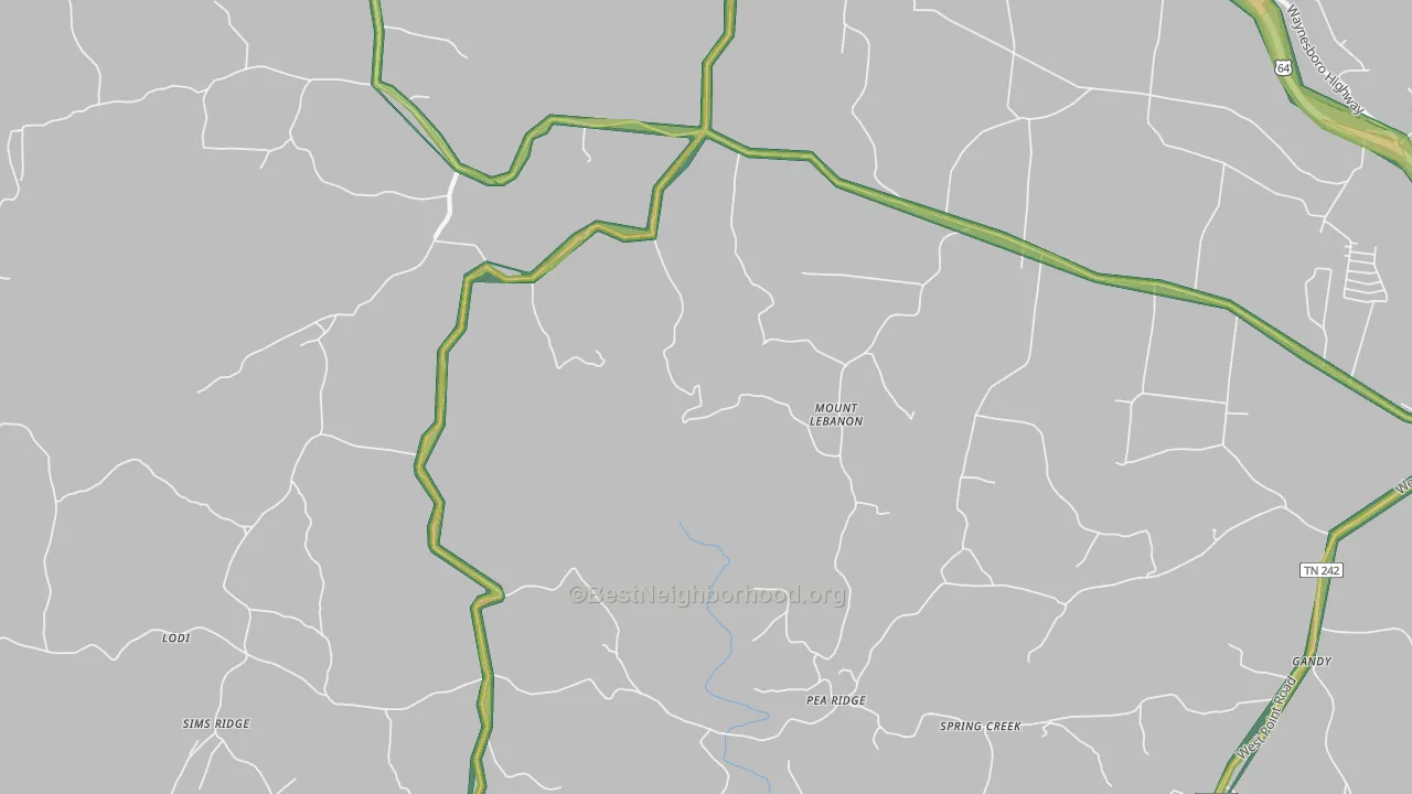 Mount Lebanon, TN Map of Noise Levels in Mount Lebanon