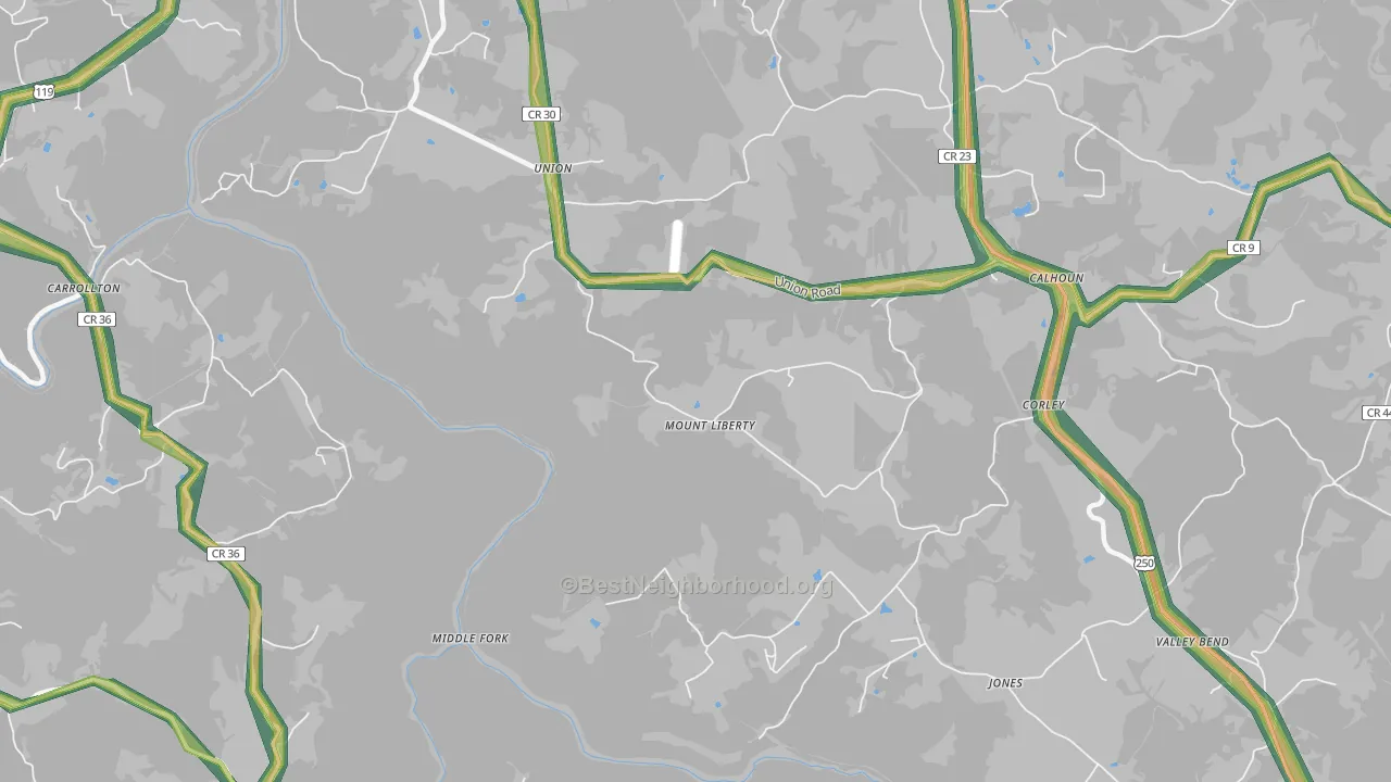 Mount Liberty, WV Map of Noise Levels in Mount Liberty