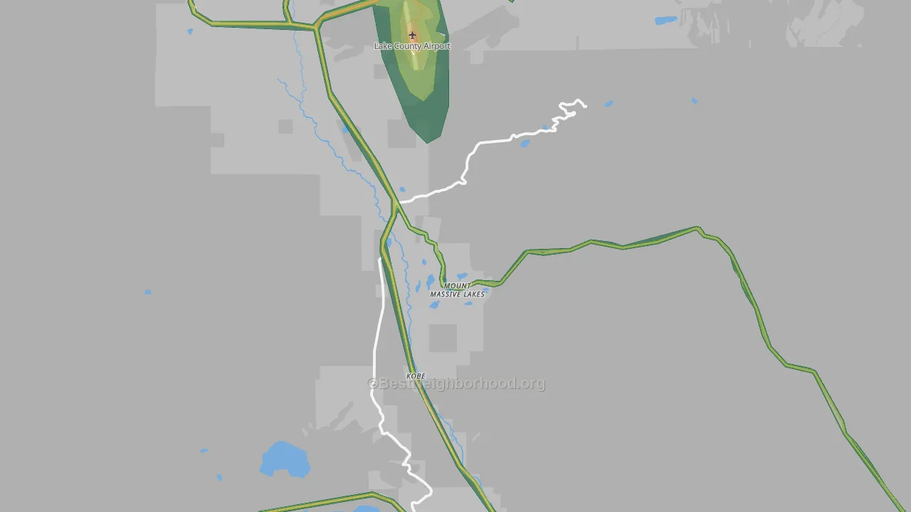 Mount Massive Lakes, CO Map of Noise Levels in Mount Massive Lakes