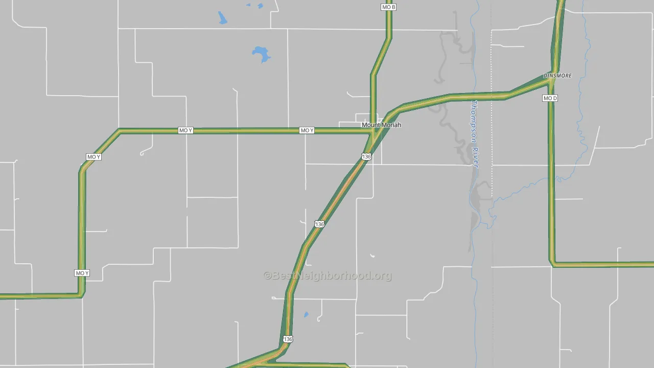 Mount Moriah, MO Map of Noise Levels in Mount Moriah