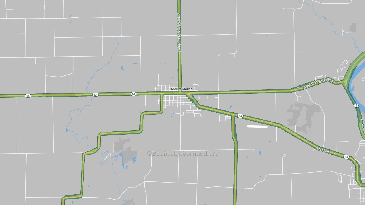 Mount Morris, IL Map of Noise Levels in Mount Morris