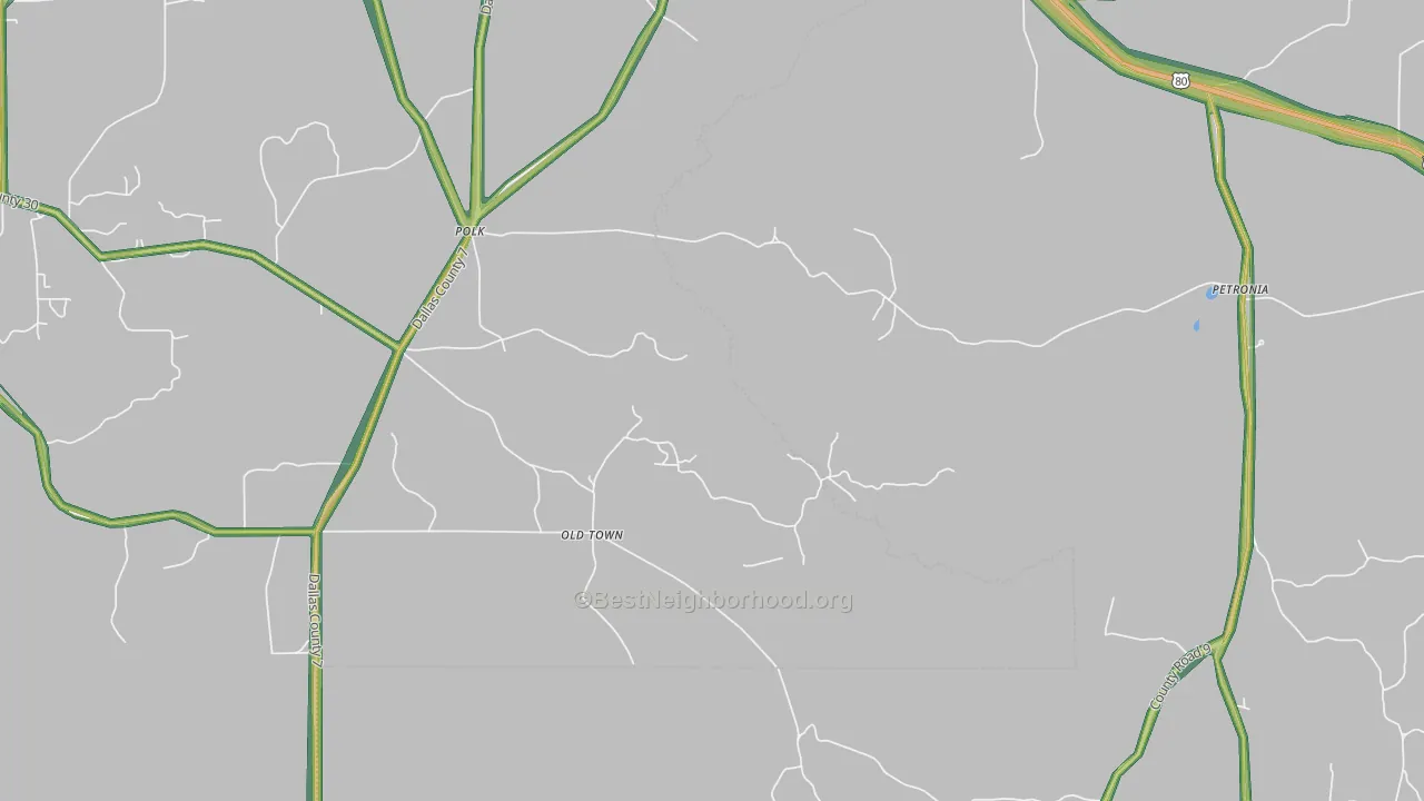 Mount Nebo, AL Map of Noise Levels in Mount Nebo