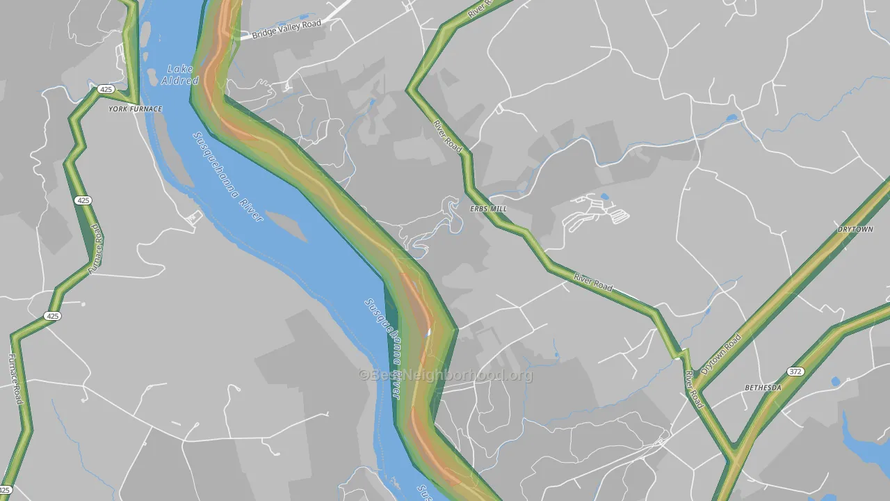 Mount Nebo, PA Map of Noise Levels in Mount Nebo