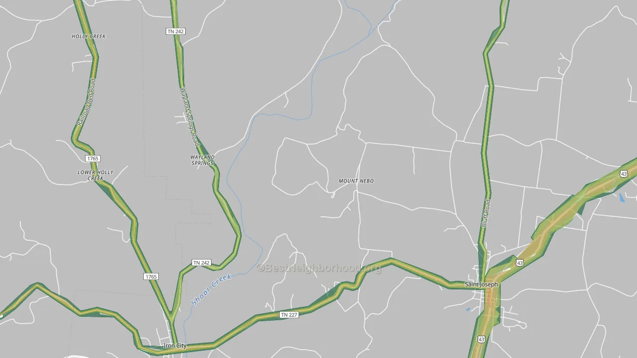 Mount Nebo, TN Map of Noise Levels in Mount Nebo
