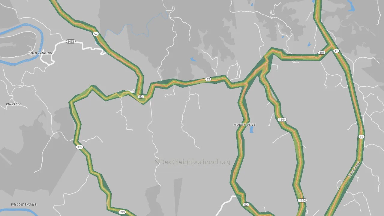 Mount Olive, KY Map of Noise Levels in Mount Olive