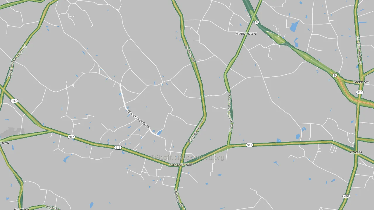Mount Olive, SC Map of Noise Levels in Mount Olive